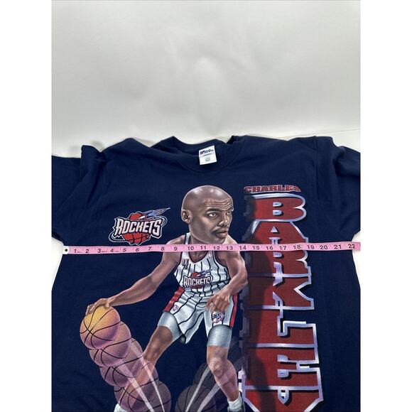 Vintage Pro Player Charles Barkley Rockets Shirt Navy Blue Size Large - Picture 14 of 16